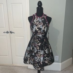 Laundry Black floral tapestry dress